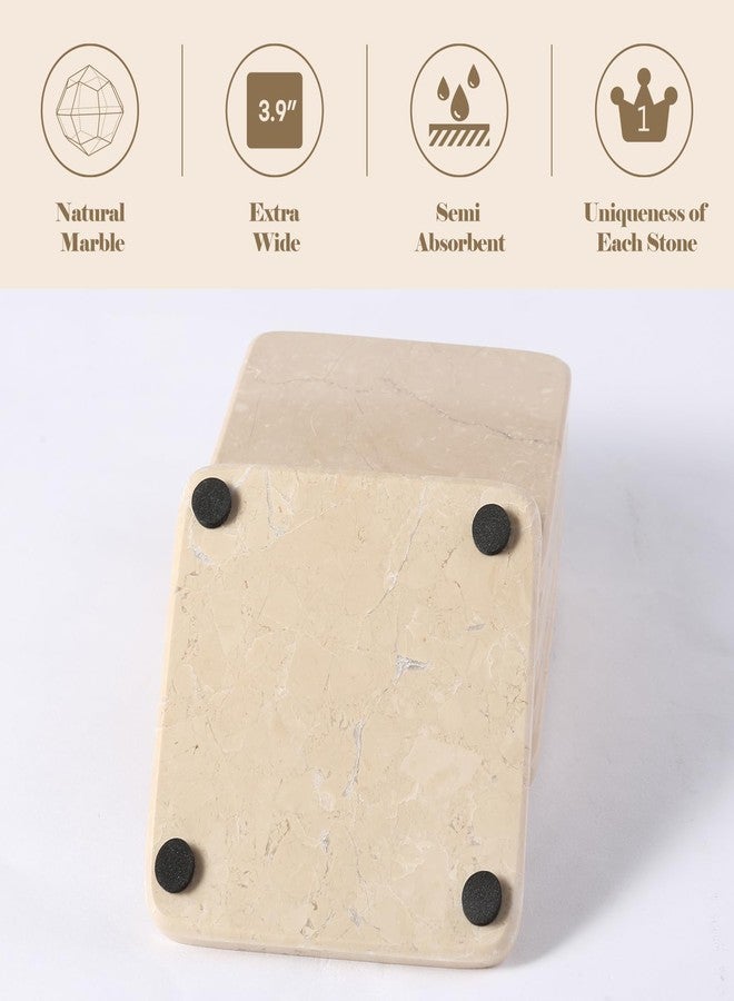 Koville Set of 6 Natural Marble Coasters for Coffee Table, Beige Yellow Marble Coaster Square 3.9" inches for Table Décor Home Décor, Handmade Luxury Aesthetic Drink Coasters for Dining, Bar or Office - Image 3